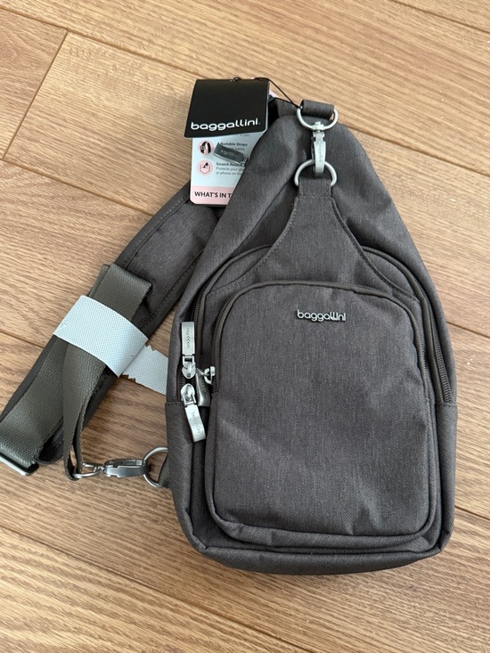 Baggallini Handbags - Baggallini Charcoal Securtex Anti-Theft Daytripper Sling Bag